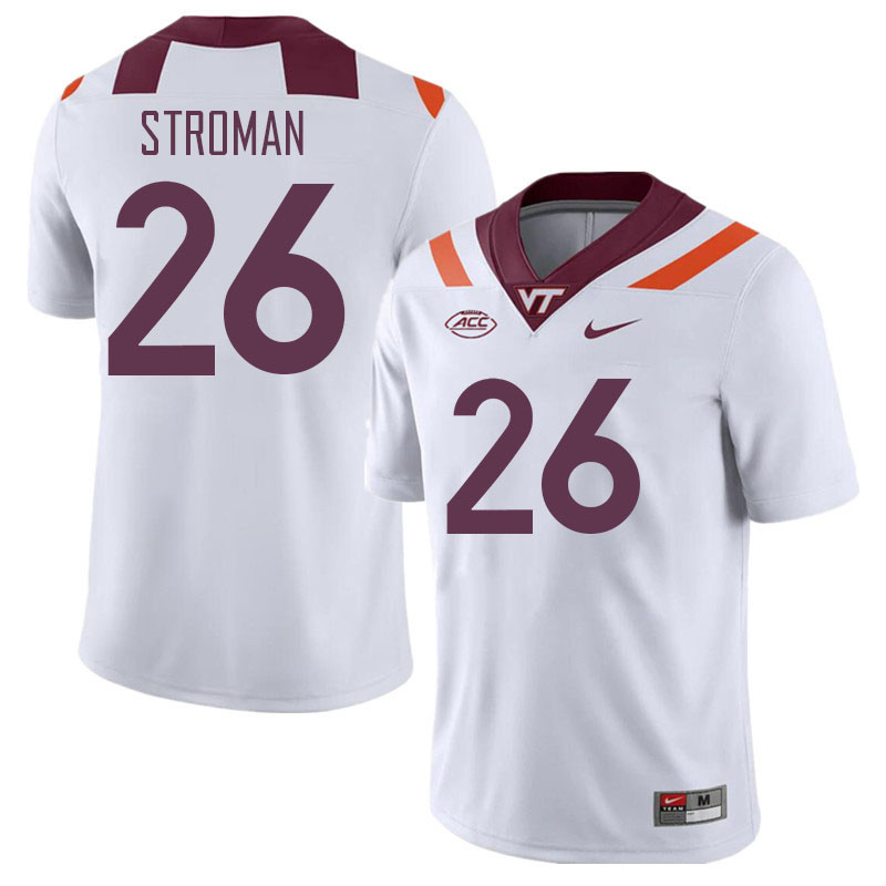 Men #26 Jalen Stroman Virginia Tech Hokies College Football Jerseys Stitched Sale-White - Click Image to Close